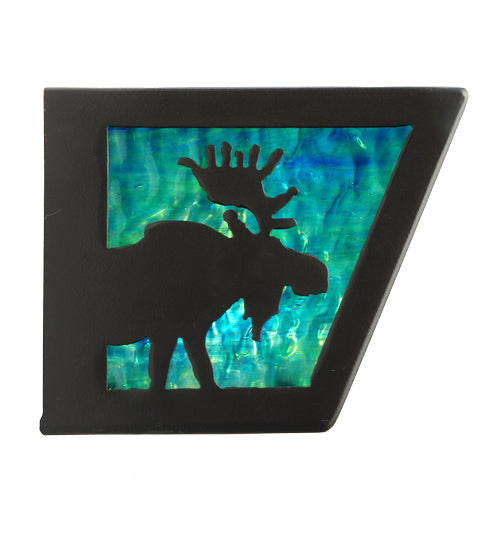 Meyda Lighting Moose & Black Bear 24" 4-Light Timeless Bronze Vanity Light With Sky Blue & Blue Green Ripple Shade Glass