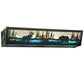 Meyda Lighting Moose & Black Bear 24" 4-Light Timeless Bronze Vanity Light With Sky Blue & Blue Green Ripple Shade Glass