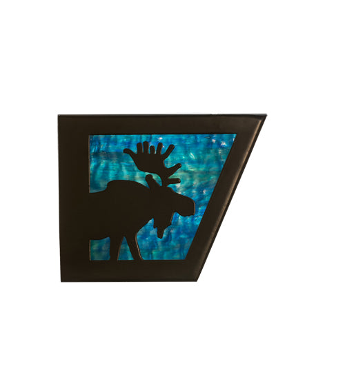 Meyda Lighting Moose & Black Bear 36" 6-Light Timeless Bronze Vanity Light With Purple & Bluegreen Shade Glass