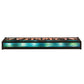 Meyda Lighting Moose & Black Bear 36" 6-Light Timeless Bronze Vanity Light With Purple & Bluegreen Shade Glass
