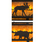 Meyda Lighting Moose & Black Bear 48" 9-Light Wrought Iron Island Pendant Light With Amber Mica Shade Glass