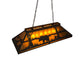 Meyda Lighting Moose & Black Bear 48" 9-Light Wrought Iron Island Pendant Light With Amber Mica Shade Glass