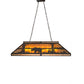 Meyda Lighting Moose & Black Bear 48" 9-Light Wrought Iron Island Pendant Light With Amber Mica Shade Glass
