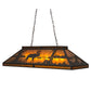 Meyda Lighting Moose & Black Bear 48" 9-Light Wrought Iron Island Pendant Light With Amber Mica Shade Glass