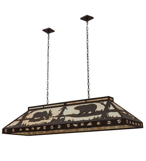 Meyda Lighting Moose & Black Bear 61" 9-Light Cafe Noir Island Pendant Light With Beige Travertine Idalight Shade Glass