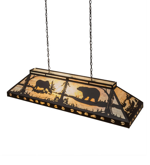 Meyda Lighting Moose & Black Bear 61" 9-Light Cafe Noir Island Pendant Light With Beige Travertine Idalight Shade Glass