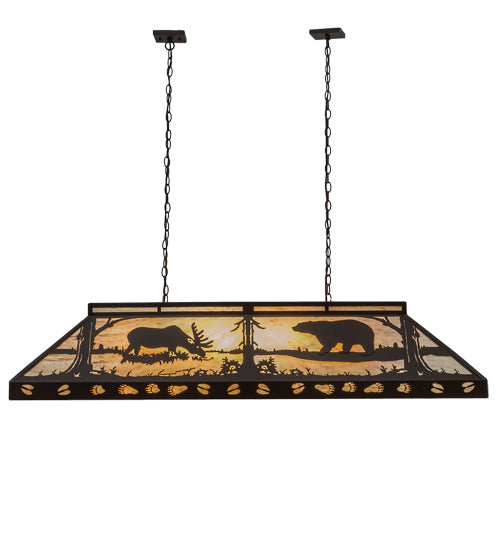 Meyda Lighting Moose & Black Bear 61" 9-Light Cafe Noir Island Pendant Light With Beige Travertine Idalight Shade Glass