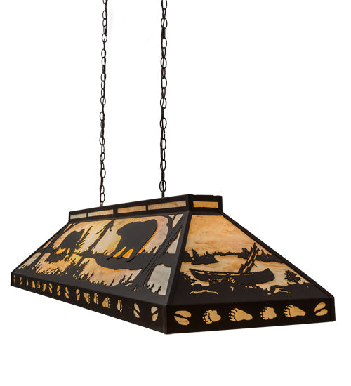 Meyda Lighting Moose & Black Bear 61" 9-Light Cafe Noir Island Pendant Light With Beige Travertine Idalight Shade Glass