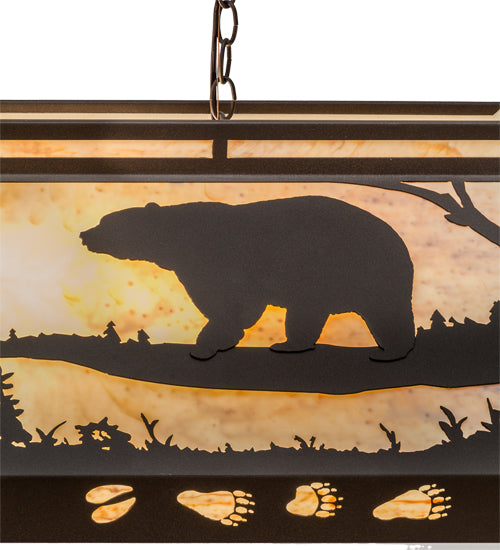 Meyda Lighting Moose & Black Bear 61" 9-Light Cafe Noir Island Pendant Light With Beige Travertine Idalight Shade Glass