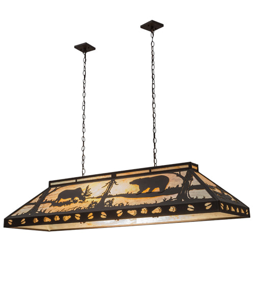 Meyda Lighting Moose & Black Bear 61" 9-Light Cafe Noir Island Pendant Light With Beige Travertine Idalight Shade Glass