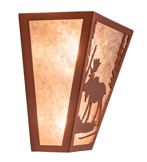 Meyda Lighting Moose Creek 13" 2-Light Rust Wall Sconce With Silver Mica Shade Glass