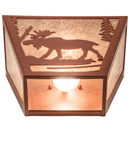 Meyda Lighting Moose Creek 13" 2-Light Rust Wall Sconce With Silver Mica Shade Glass