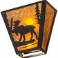 Meyda Lighting Moose Creek 13" 2-Light Textured Black Wall Sconce With Amber Mica Shade Glass