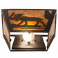 Meyda Lighting Moose Creek 13" 2-Light Textured Black Wall Sconce With Amber Mica Shade Glass