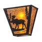 Meyda Lighting Moose Creek 13" 2-Light Textured Black Wall Sconce With Amber Mica Shade Glass