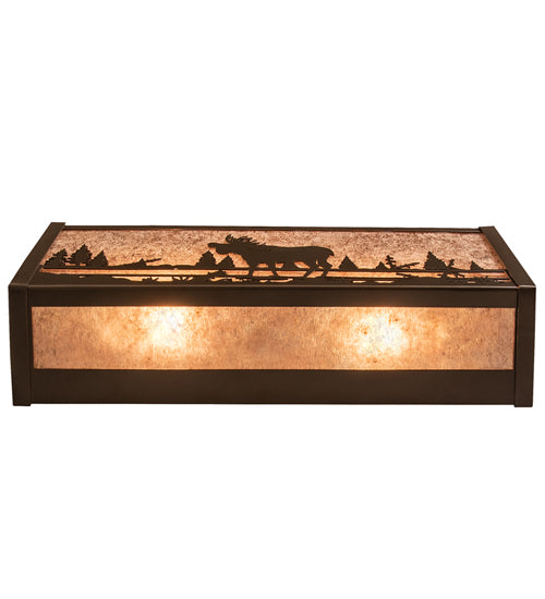 Meyda Lighting Moose Creek 16" 2-Light Timeless Bronze Vanity Light With Silver Mica Shade Glass