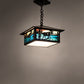 Meyda Lighting Moose Creek 16" Craftsman Brown On Brass Pendant Light With Multi-Colored Shade Glass
