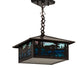 Meyda Lighting Moose Creek 16" Craftsman Brown On Brass Pendant Light With Multi-Colored Shade Glass