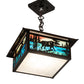 Meyda Lighting Moose Creek 16" Craftsman Brown On Brass Pendant Light With Multi-Colored Shade Glass