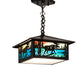Meyda Lighting Moose Creek 16" Craftsman Brown On Brass Pendant Light With Multi-Colored Shade Glass