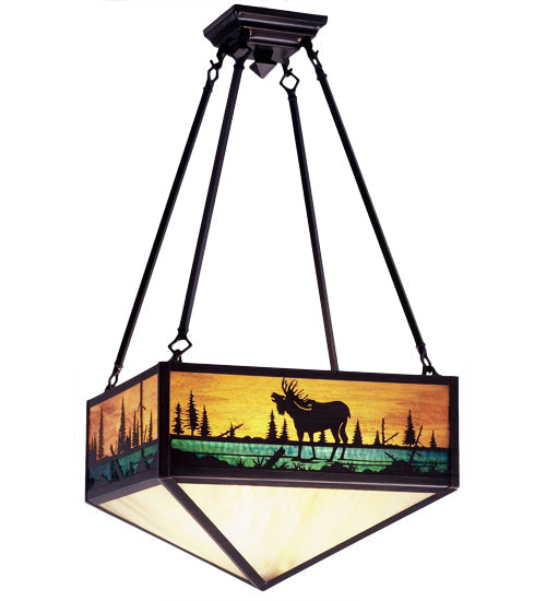 Meyda Lighting Moose Creek 17"Sq 6-Light Semi-flush Mount Light With Multi-Colored Shade Glass