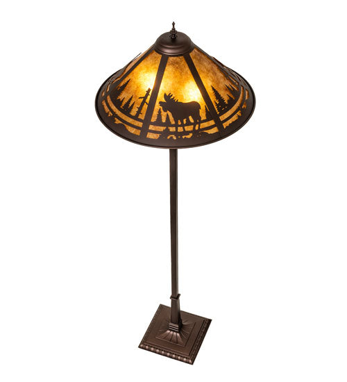 Meyda Lighting Moose Creek 65" 2-Light Mahogany Bronze Floor Lamp With Amber Mica Shade Glass