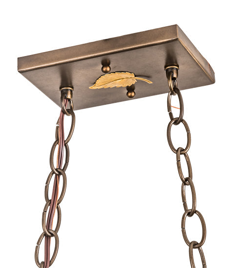 Meyda Lighting Moose & Elk 17" 6-Light Antique Copper Island Pendant Light With Amber Mica Shade Glass