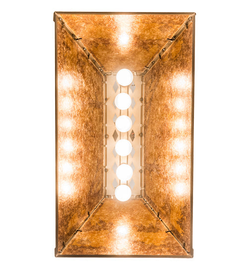 Meyda Lighting Moose & Elk 17" 6-Light Antique Copper Island Pendant Light With Amber Mica Shade Glass