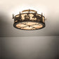 Meyda Lighting Moose & Fox 24" 4-Light Brown Bronze Flush Mount Light With Silver Mica Shade Glass