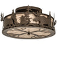 Meyda Lighting Moose & Fox 24" 4-Light Brown Bronze Flush Mount Light With Silver Mica Shade Glass