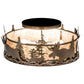Meyda Lighting Moose & Fox 24" 4-Light Brown Bronze Flush Mount Light With Silver Mica Shade Glass