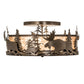 Meyda Lighting Moose & Fox 24" 4-Light Brown Bronze Flush Mount Light With Silver Mica Shade Glass