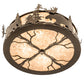 Meyda Lighting Moose & Fox 24" 4-Light Brown Bronze Flush Mount Light With Silver Mica Shade Glass