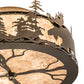 Meyda Lighting Moose & Fox 24" 4-Light Brown Bronze Flush Mount Light With Silver Mica Shade Glass