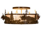 Meyda Lighting Moose & Fox 24" 4-Light Fawn Brown Flush Mount Light With Silver Mica Shade Glass