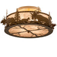 Meyda Lighting Moose & Fox 24" 4-Light Fawn Brown Flush Mount Light With Silver Mica Shade Glass