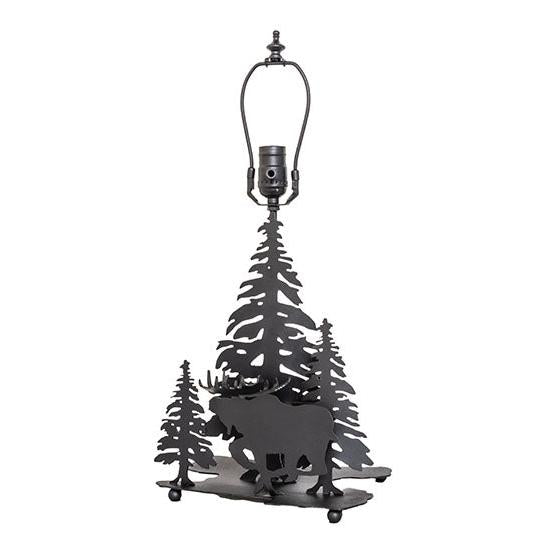 Meyda Lighting Moose On The Loose 21" Black Table Lamp With Silver Mica Shade Glass
