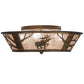 Meyda Lighting Moose On The Loose 22" Antique Copper Flushmount With Silver Mica Shade Glass