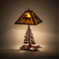 Meyda Lighting Moose Tall Pines 22" 2-Light Rust Table Lamp With Amber Mica Shade Glass