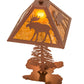 Meyda Lighting Moose Tall Pines 22" 2-Light Rust Table Lamp With Amber Mica Shade Glass