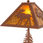 Meyda Lighting Moose Tall Pines 22" 2-Light Rust Table Lamp With Amber Mica Shade Glass