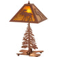 Meyda Lighting Moose Tall Pines 22" 2-Light Rust Table Lamp With Amber Mica Shade Glass