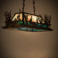 Meyda Lighting Moose Through The Trees 36" 6-Light Dark Burnished Antique Copper Island Pendant Light With Sky Blue & Blue Green Ripple Shade Glass