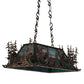 Meyda Lighting Moose Through The Trees 36" 6-Light Dark Burnished Antique Copper Island Pendant Light With Sky Blue & Blue Green Ripple Shade Glass