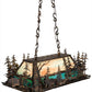 Meyda Lighting Moose Through The Trees 36" 6-Light Dark Burnished Antique Copper Island Pendant Light With Sky Blue & Blue Green Ripple Shade Glass