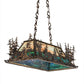 Meyda Lighting Moose Through The Trees 36" 6-Light Dark Burnished Antique Copper Island Pendant Light With Sky Blue & Blue Green Ripple Shade Glass