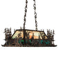 Meyda Lighting Moose Through The Trees 36" 6-Light Dark Burnished Antique Copper Island Pendant Light With Sky Blue & Blue Green Ripple Shade Glass