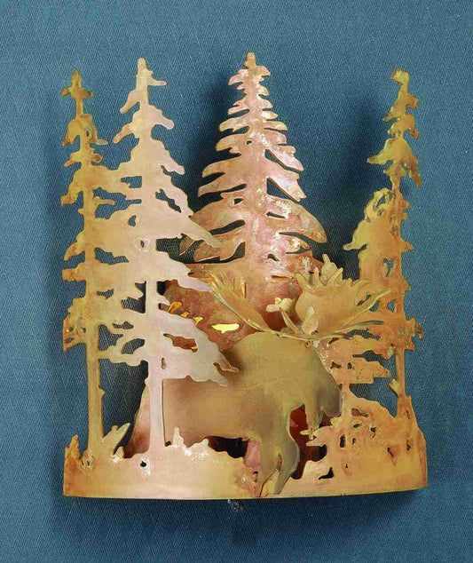 Meyda Lighting Moose Through the Trees 11" Rust Wall Sconce