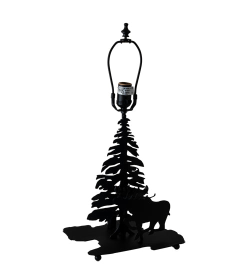 Meyda Lighting Moose Through the Trees 13" 2-Light Textured Black Table Lamp Base With Lighted Base
