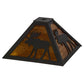 Meyda Lighting Moose Through the Trees 16" Oil Rubbed Bronze Frame With Honey Amber Shade Glass
